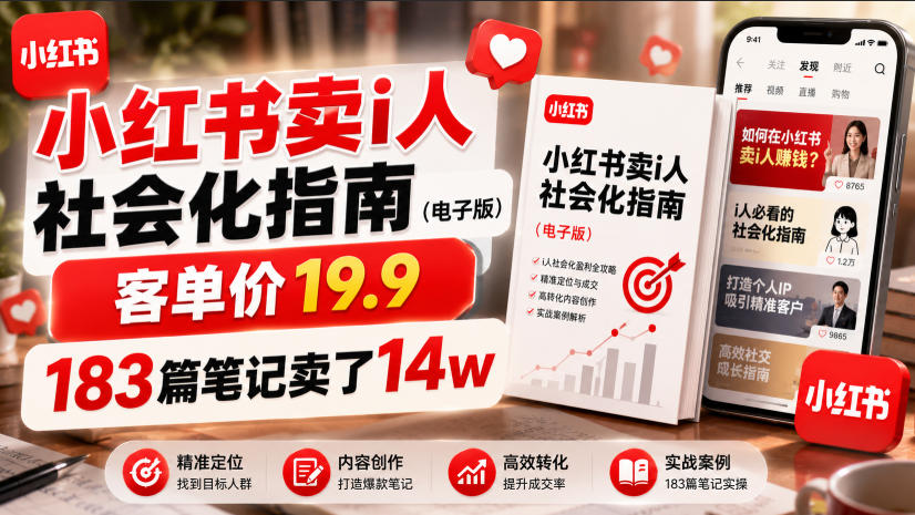 小红书卖I人社会化指南(电子版),客单价19.9,183篇笔记卖了14w!-轻创终点站
