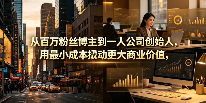 从百万粉丝博主到一人公司创始人,用最小成本撬动更大商业价值-轻创终点站
