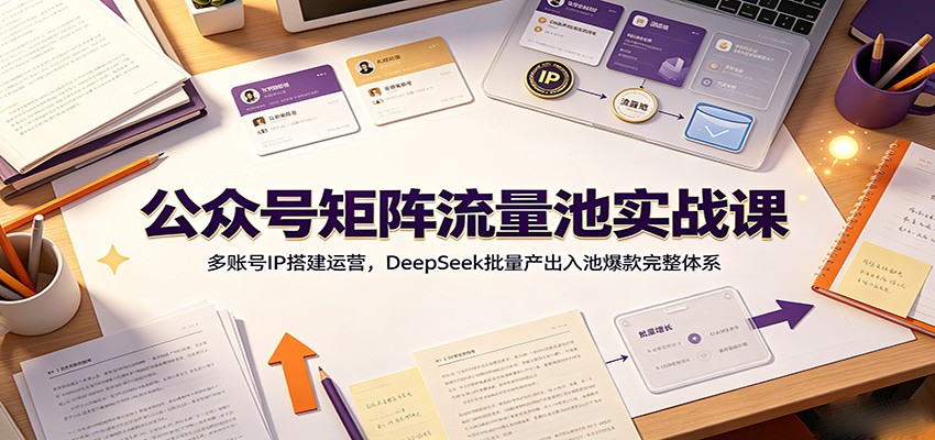 公众号矩阵流量池实战课:多账号IP搭建运营,DeepSeek批量产出入池爆款完整体系-轻创终点站