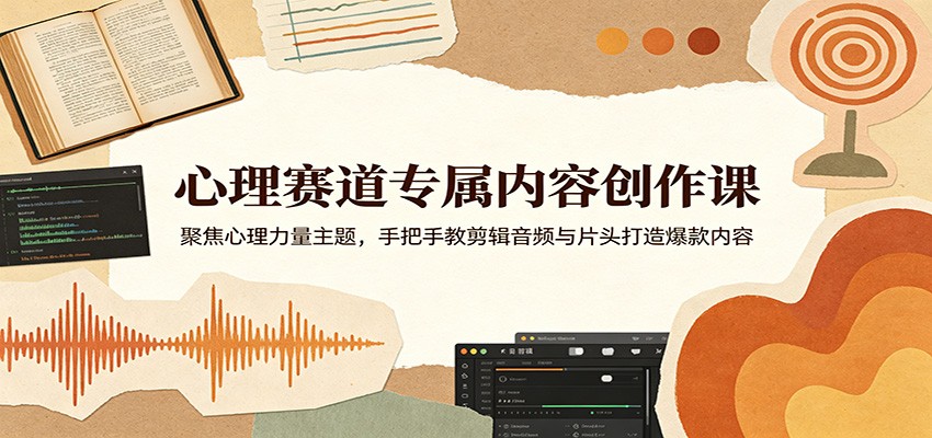 心理赛道专属内容创作课：聚焦心理力量主题，手把手教剪辑音频与片头打造爆款内容-轻创终点站