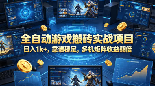 全自动游戏搬砖实战项目，日入1k+，靠谱稳定，多机矩阵收益翻倍【揭秘】-轻创终点站