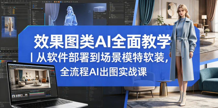 效果图类AI全面教学｜从软件部署到场景模特软装，全流程AI出图实战课-轻创终点站