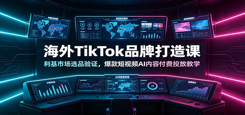 海外TikTok品牌打造课:利基市场选品验证,爆款短视频AI内容付费投放教学-轻创终点站