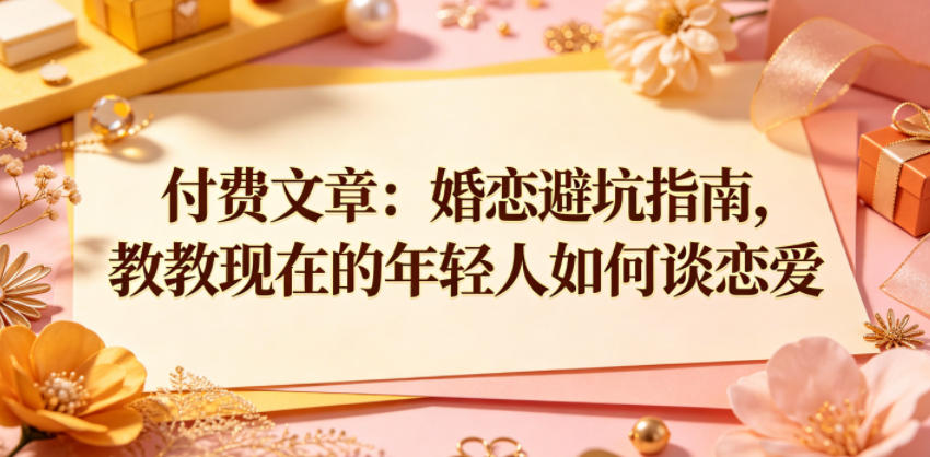 付费文章：婚恋避坑指南，教教现在的年轻人如何谈恋爱-轻创终点站