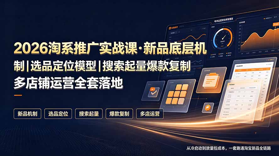 2026淘系推广实战课·新品底层机制｜选品定位模型｜搜索起量爆款复制多店铺运营全套落地教程-轻创终点站