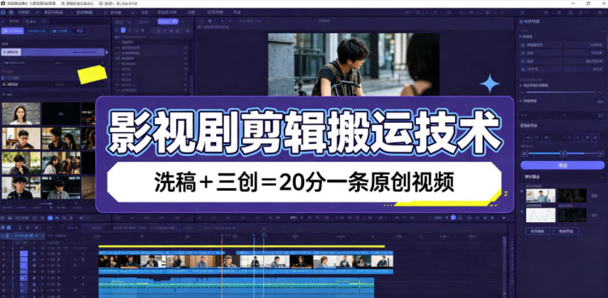 影视剧剪辑搬运技术，洗稿+三创=20分一条原创视频-轻创终点站