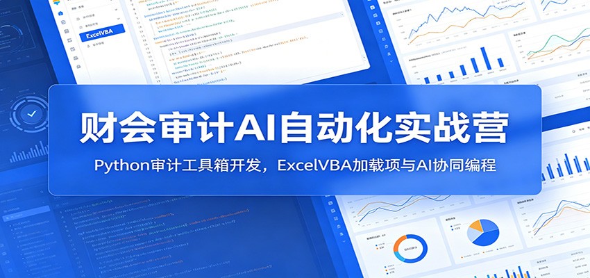 财会审计AI自动化实战营：Python审计工具箱开发，ExcelVBA加载项与AI协同编程-轻创终点站