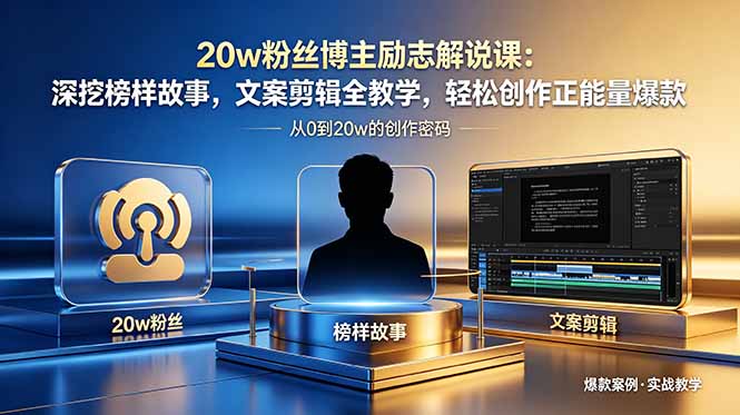 20w粉丝博主励志解说课：深挖榜样故事，文案剪辑全教学，轻松创作正能量爆款-轻创终点站