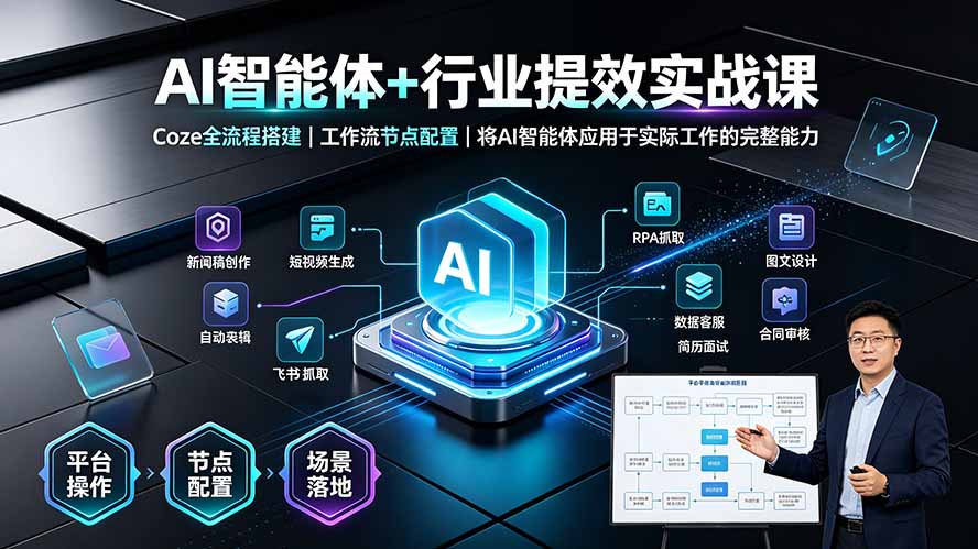 AI智能体+行业提效实战课·Coze全流程搭建｜工作流节点配置｜将AI智能体应用于实际工作的完整能力-轻创终点站
