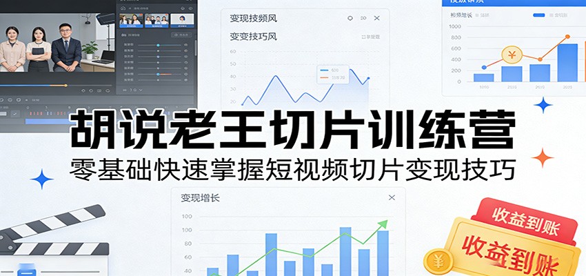 胡说老王切片训练营，零基础快速掌握短视频切片变现技巧-轻创终点站