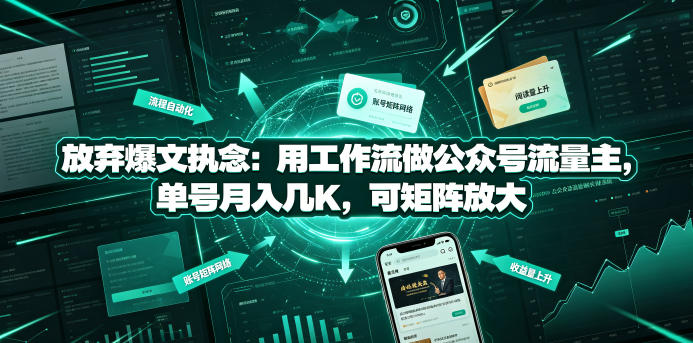 放弃爆文执念：用工作流做公众号流量主，单号月入几K，可矩阵放大-轻创终点站