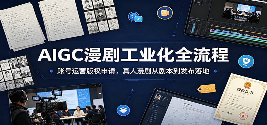 AIGC漫剧工业化全流程：账号运营版权申请，真人漫剧从剧本到发布落地-轻创终点站
