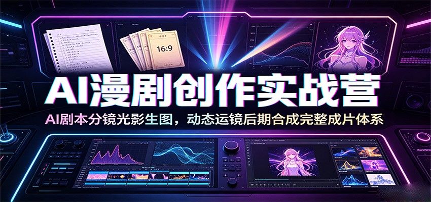 AI漫剧创作实战营:AI剧本分镜光影生图,动态运镜后期合成完整成片体系-轻创终点站