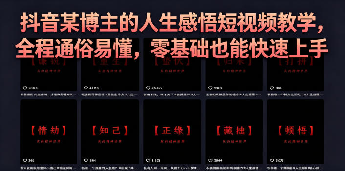抖音某博主的灰太狼人生感悟短视频教学，全程通俗易懂，零基础也能快速上手-轻创终点站