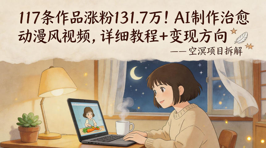 117条作品涨粉131.7W！AI制作治愈动漫风视频，详细教程+变现方向-轻创终点站