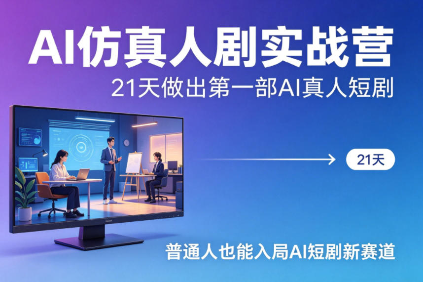 AI仿真人剧实战营，21天做出第一部AI真人短剧，普通人也能入局AI短剧新赛道-轻创终点站