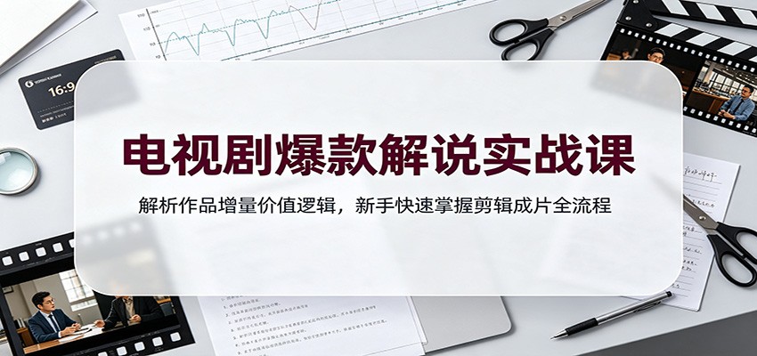 电视剧爆款解说实战课：解析作品增量价值逻辑，新手快速掌握剪辑成片全流程-轻创终点站