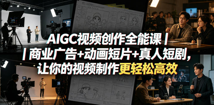 AIGC视频创作全能课｜商业广告+动画短片+真人短剧，让你的视频制作更轻松高效-轻创终点站
