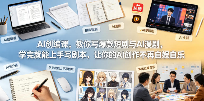 AI创编课，教你写爆款短剧与AI漫剧，学完就能上手写剧本，让你的AI创作不再自娱自乐-轻创终点站