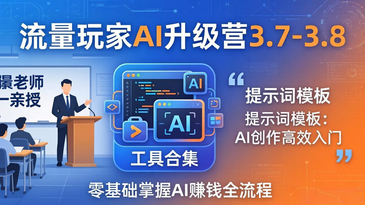 流量玩家AI升级营3.7-3.8全套资料：多老师亲授+工具合集+提示词模板，零基础掌握AI赚钱全流程-轻创终点站