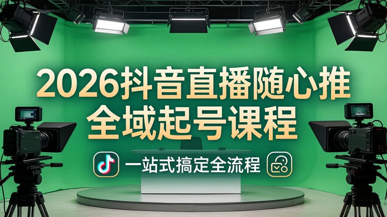2026抖音直播随心推全域起号课程：一站式搞定直播起号、稳号、放量全流程(更新4月-轻创终点站