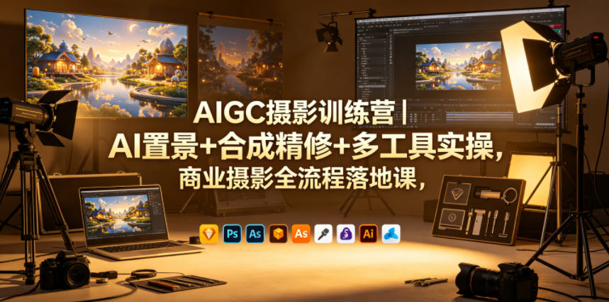 AIGC摄影训练营｜AI置景+合成精修+多工具实操，商业摄影全流程落地课-轻创终点站