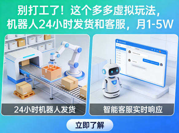 别打工了！这个多多虚拟玩法，机器人24小时发货和客服，月1-5W【揭秘】-轻创终点站