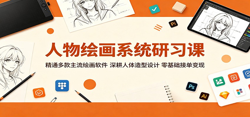 人物绘画系统研习课：精通多款主流绘画软件，深耕人体造型设计，零基础接单变现-轻创终点站