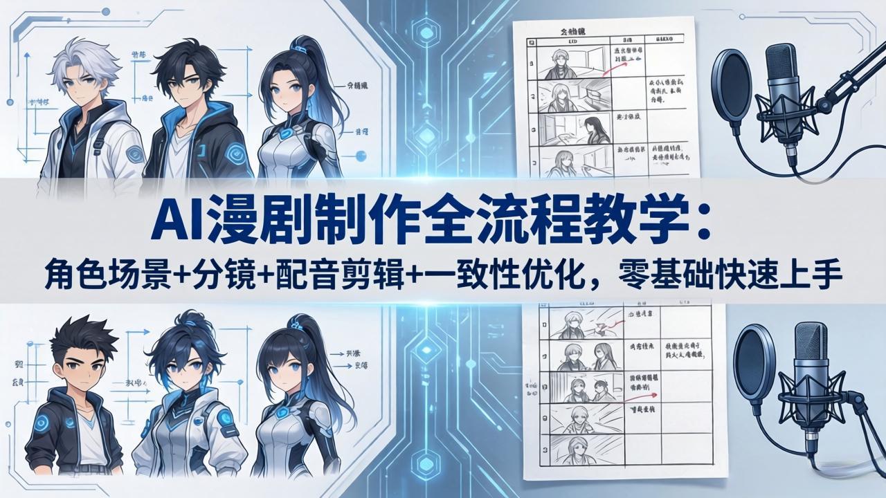 AI漫剧制作全流程教学：角色场景+分镜+配音剪辑+一致性优化，零基础快速上手-轻创终点站