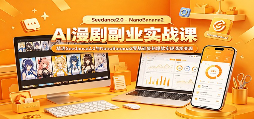 AI漫剧副业实战课:精通Seedance2.0与NanoBanana2零基础复刻爆款实现涨粉变现-轻创终点站