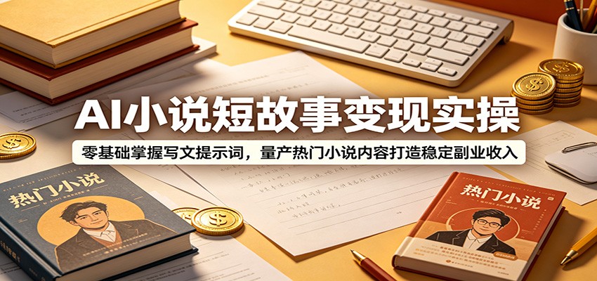 AI小说短故事变现实操:零基础掌握写文提示词,量产热门小说内容打造稳定副业收入-轻创终点站