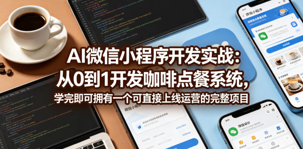 AI微信小程序开发实战：从0到1开发咖啡点餐系统，学完即可拥有一个可直接上线运营的完整项目-轻创终点站