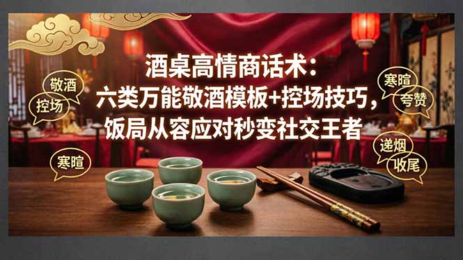 付费文章：酒桌高情商话术：六类万能敬酒模板+控场技巧，饭局从容应对秒变社交王者-轻创终点站