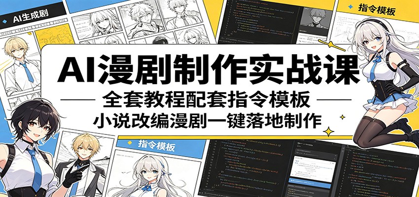 AI漫剧制作实战课：全套教程配套指令模板，小说改编漫剧一键落地制作-轻创终点站