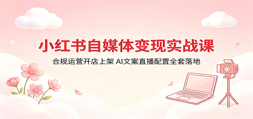 小红书自媒体变现实战课：合规运营开店上架，AI文案直播配置全套落地-轻创终点站