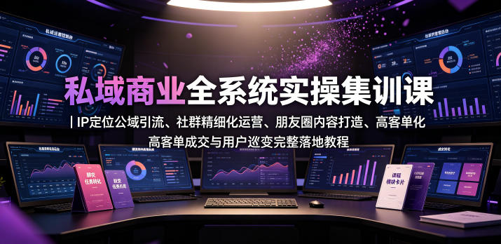 私域商业全系统实操课|IP定位公域引流、社群精细化运营、朋友圈内容打造、高客单成交与用户裂变完整落地教程-轻创终点站