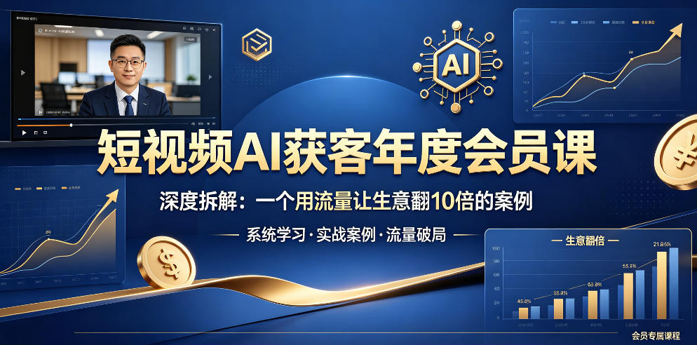 短视频AI获客年度会员课，深度拆解，一个用流量让生意翻10倍的案例-轻创终点站