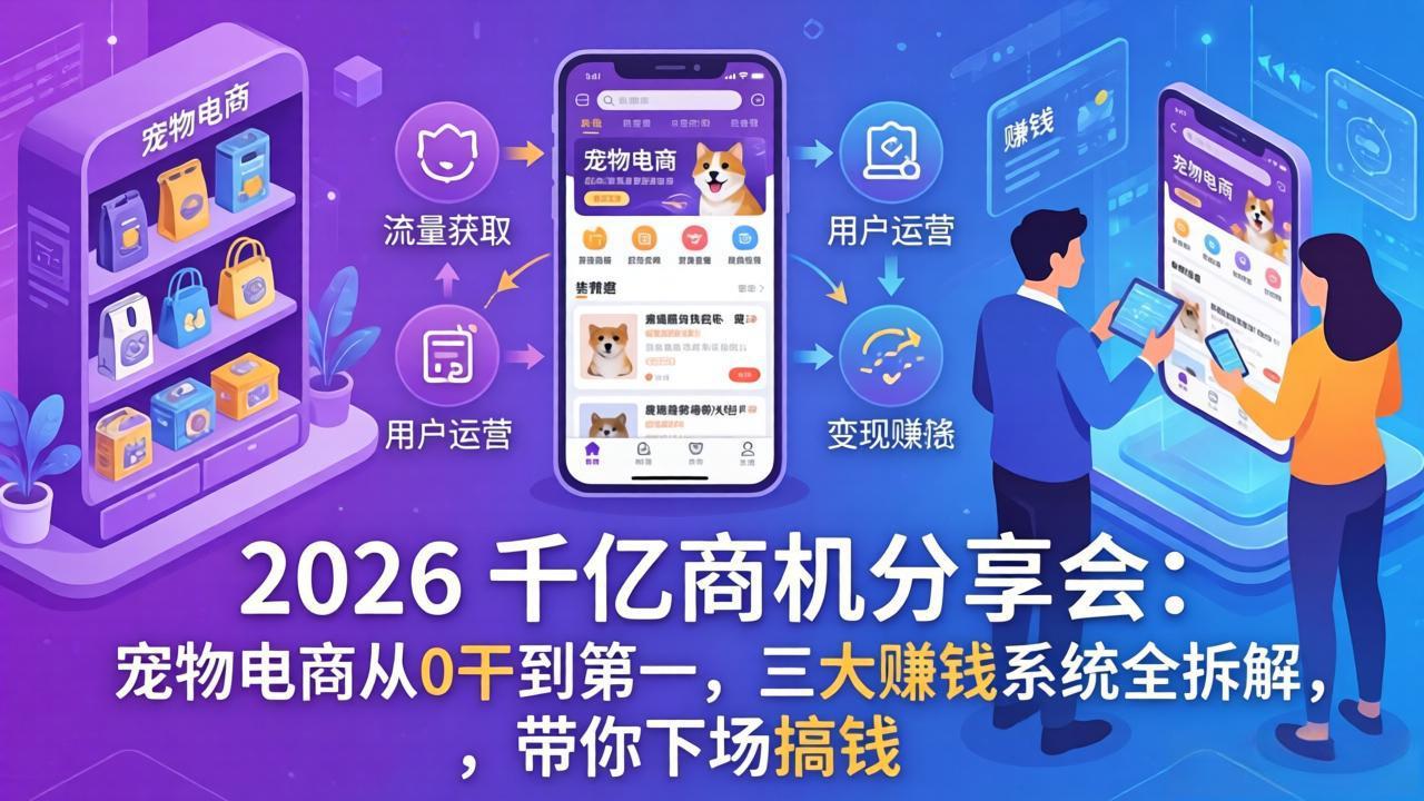 2026 千亿商机分享会：宠物电商从0干到第一，三大赚钱系统全拆解，带你下场搞钱-轻创终点站
