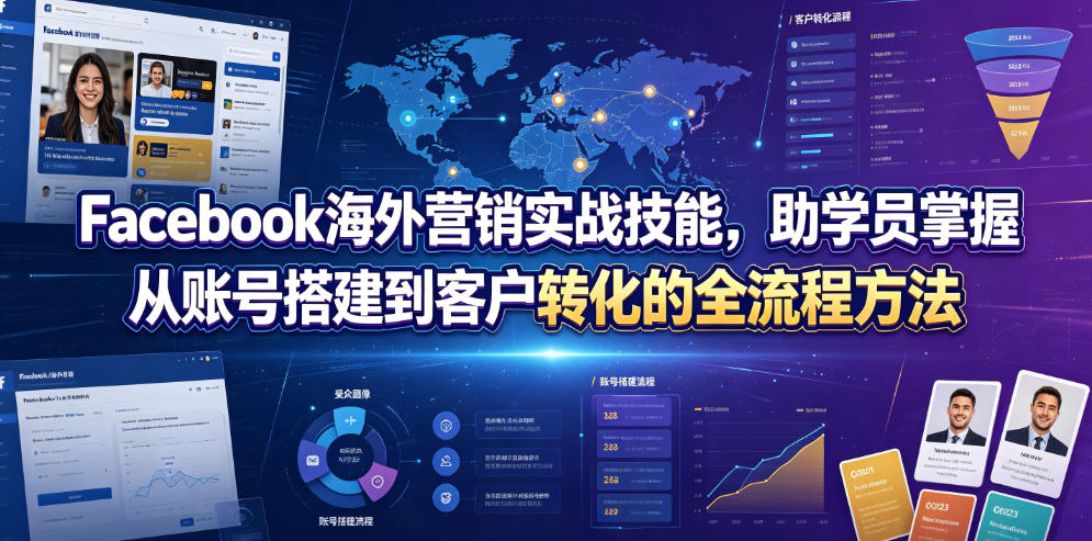 Facebook海外营销实战技能，助学员掌握从账号搭建到客户转化的全流程方法-轻创终点站