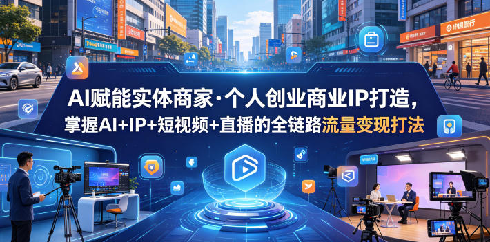 AI赋能实体商家·个人创业商业IP打造，掌握AI+IP+短视频+直播的全链路流量变现打法-轻创终点站