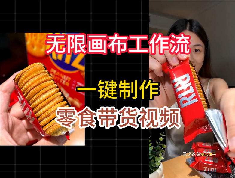 无限画布工作流一键制作零食带货视频,操作简单实操教学-轻创终点站