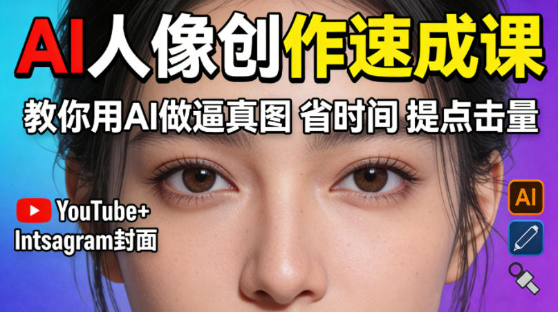 YouTube+Instagram封面没人点？AI人像创作速成课，教你用AI做逼真图，省时间还能提点击量！-轻创终点站