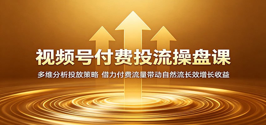视频号付费投流操盘课：多维分析投放策略，借力付费流量带动自然流长效增长收益-轻创终点站