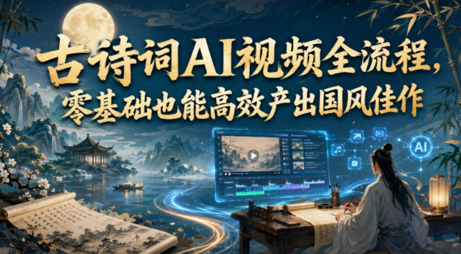 古诗词AI视频全流程，零基础也能高效产出国风佳作-轻创终点站