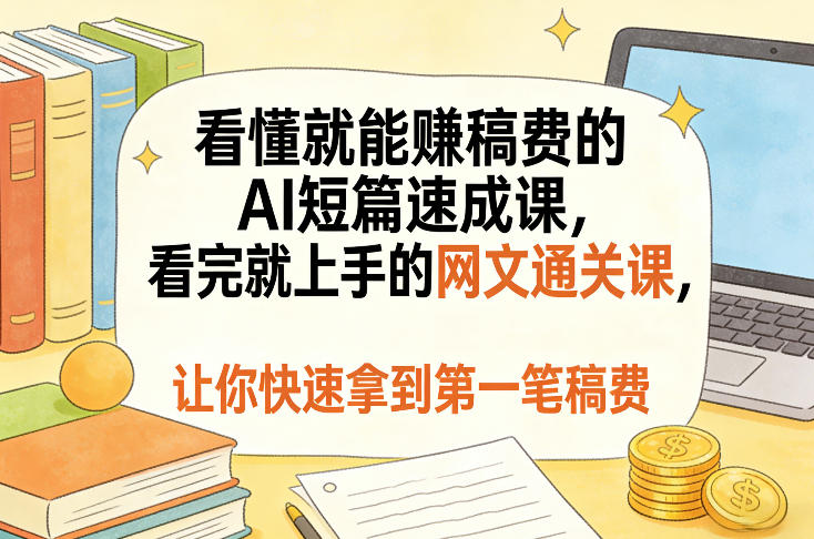 看懂就能賺稿费的AI短篇速成课，看完就上手的网文通关课，让你快速拿到第一笔稿费(更新4月)-轻创终点站