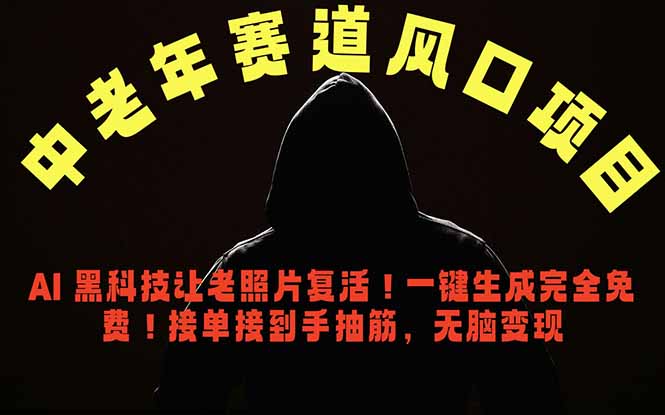 中老年风口项目，AI 黑科技让老照片复活！一键生成完全免费！接单接到手抽筋，无脑变现-轻创终点站