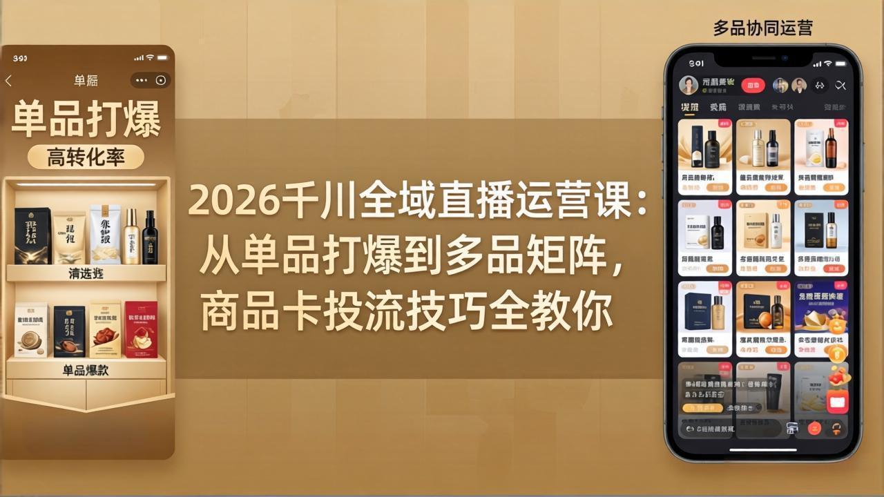 2026千川全域直播运营课：从单品打爆到多品矩阵，商品卡投流技巧全教你-轻创终点站