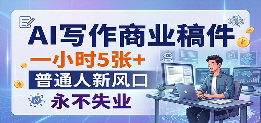 AI写作商业稿件，一小时5张+，普通人新风口，永不失业-轻创终点站