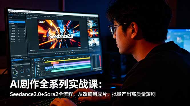 AI剧作全系列实战课：Seedance2.0+Sora2全流程，从改编到成片，批量产出高质量短剧-轻创终点站