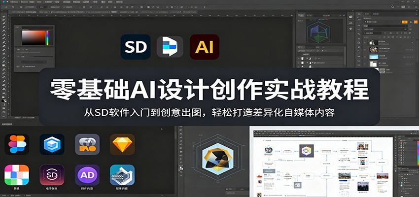 零基础AI设计创作实战教程：从SD软件入门到创意出图，轻松打造差异化自媒体内容-轻创终点站
